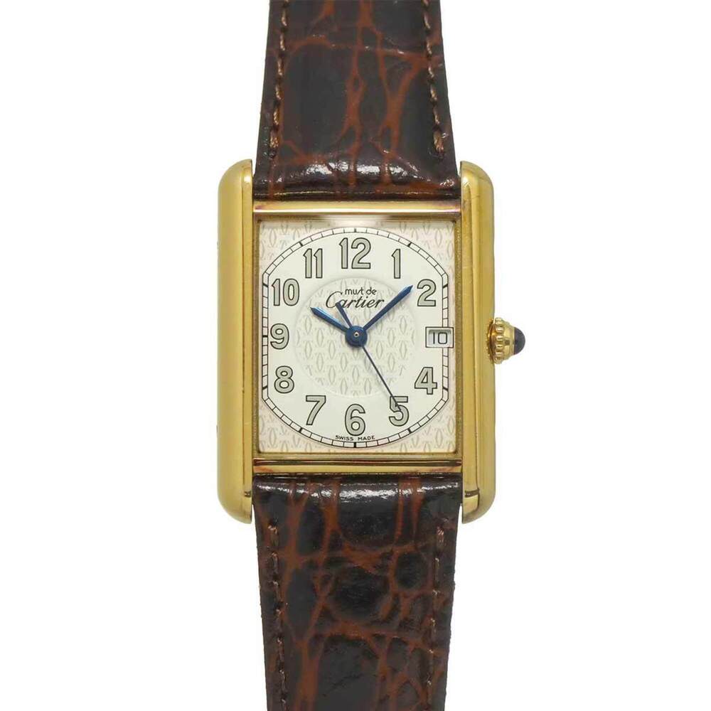 Cartier Must Tank Vermeil XL W1013954 Men's Watch White SV925 Quartz